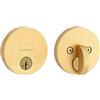 Kwikset Uptown 258 Serratura a chiavistello, in ottone satinato, con chiave esterna, porta d'ingresso anteriore, resistente al pick-up, serratura a cilindro singolo, con protezione Microban