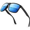 Wrimen Occhiali da sole Uomo Polarizzato UV400 Blend Protezione Moda Retro-Unisex Ultralight Occhiali da sole Classico Rettangolare All'aperto Sport Occhiali per Guida Viaggi Pesca, E-Blu