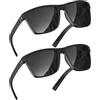 grinderPUNCH Occhiali da sole polarizzati da uomo, leggeri, montatura TR90, protezione UV400, occhiali da sole quadrati per guida, pesca, golf, confezione da 2, nero, Nero