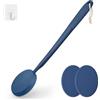 FY&XZH Applicatore di Lozione per Schiena, Manico Lungo in Plastica per Crema Idratante, Autoabbronzante, Protezione Solare, Pomata, Applicatore di per Uomini o Donne con 3 Cuscinetti Lavabili (blu)