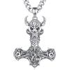 EUDORA Harmony Ball Collana in Argento Sterling 925 con Martello Vichingo di Thor per Uomo Donna, Ciondolo Nordico Mjolnir Valknut Odino Mitologia Protezione Gioielli Regalo per Marito Papà, 22+2