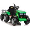 Garvee Trattore Elettrico per Bambini, Batteria 12V con Telecomando, Trattore con Rimorchio e Doppio Motore, Bluetooth/USB, Cambio a 3 Marce, Luci a 7 LED(Verde)