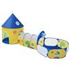 SONGMICS Tenda da Gioco 3 in 1, Tenda Pop Up per Bambini, con Casetta Tunnel e Piscina di Palline, a Tema di Spazio e Dinosauro, Idea Regalo per Compleanno, Giallo e Blu LPT702Y01