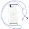 Pnakqil Cover per iPhone 17E/iPhone 16E/iPhone SE 4 2025 con Cordino, Trasparente Custodia con Laccio Tracolla Cellulare Girocollo Collana Protettiva per iPhone 17E 6,1, Viola
