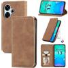 Cracedily Cover per Xiaomi Redmi 13 4G Case, Custodia Cover Pelle Premium Portafoglio con Porta Carte Magnetica Supporto Protezione Flip Case Custodia per Poco M6 4G, Caffè