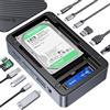 ORICO USB-C Hub con Case Doppio Disco Rigido, Docking Station USB C con M.2 NVMe/SATA SSD & Disco Rigido SATA da 2.5/3.5 Pollici, Supporto 4K HDMI, PD100W, SD/TF, Gigabit Ethernet-D35M2
