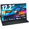 Motyeowe Portable Monitor 12,2 Zoll, 60 Hz 1200P 100% sRGB USB-C,Mini-HDMI,with VESA Ultra Slim Portable Laptop Monitor for Office Game