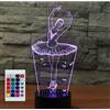 Superhongjihao - Luce notturna 3D per bambini a forma di ballerina con telecomando, lampada LED con 16 colori intercambiabili, regalo di Natale o compleanno per bambini