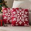 DakTou Federe Natalizie 45x45 Rosso Copricuscini Divano Velluto Natale Fiocco di Neve Motivo Invernale Moderna Fodere Quadrate per Cuscino per Soggiorno Letto Auto Decorazioni Casa 2er Set