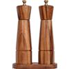 DeroTeno Set Macina Sale e Pepe con Vassoio per Macinino, Macina Sale Regorabile in Ceramica, Macina Pepe in Acciaio Inossidabile, in Legno di Acacia, Altezza 22 cm, Diametro del Fondo 5,5 cm