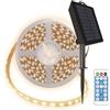 Suprema, Kit Striscia LED Solare da Esterno 5m, Luce Calda, Sensore Crepuscolare, Doppia Ricarica USB-C/Solare, 8 Effetti, Biadesivo e Telecomando Inclusi