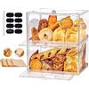 Wuciray Porta Pane da Cucina Portapane Trasparente con Partizione 50-Carta Forno 8-Etichette Porta Brioches da Bar Vetrinetta Espositiva Porta Fette Biscottate (wu-mbh-transparent-h)