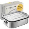 SILBERTHAL Porta pranzo acciaio inox 800 ml - Ermetico e con separatore - Lunch box metallo