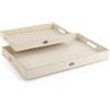 COM-FOUR® 2 pezzi Set di vassoi in legno da, Tavole decorative vintage | Vassoi da portata con piccola placca in metallo - Ciotole decorative con manici