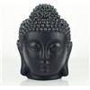 Mayco Bell Bruciatore di Olio per Aromaterapia in Ceramica con Testa di Buddha Diffusore di Oli Essenziali Incenso Indiano Bruciatore di Incenso Tibetano in Stile Buddha S (Nero)