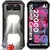 DOOGEE VMAX S Rugged Smartphone 5G, 24GB+256GB, Telefono Indistruttibile, 22000mAh Batteria 33W, 1200LM Luce Campeggio, 108MP Fotocamera, Dimensity 7050 Smartphone Rugged, 6.58" FHD+120Hz, OTG/NFC/GPS