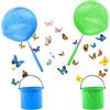 SJUNJIE 2PCS Retino Telescopico per Bambini Dotato di 2 Secchi Pieghevoli Telescopica Reti Insetti Cattura Retino da Pesca Adatto per la Cattura di Farfalle Piccoli Pesci e Gamberetti