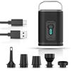Yuragim Pompa ad aria elettrica, 1200 mAh, ricaricabile, pompa ad aria elettrica con lampada da campeggio, mini pompa ad aria portatile con 5 ugelli d'aria, per materasso ad aria, anello di nuoto