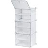 Baroni Home Scatole per Scarpe Impilabili Salvaspazio, Organizzatori Componibili, Pieghevoli in Plastica, Fino a Taglia 44, Bianco,6 Scomparti, 44x32x96 cm