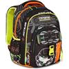 Mitama Zaino Scuola FLUO BATTLE, New Plus, Triplo Scomparto, Tasche Porta Borraccia, Spallacci Ergonomici, Scuola Elementare Bambino, Media