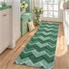 TUKDAK Tappeto Boho Passatoia per Ingresso Antiscivolo 60x180cm, Tappeto Geometrico Lavabile Verde per Corridoio, Tappeto Boho Lungo per Cucina Camera da Letto Lavanderia Soggiorno, Morbido a Bassa