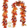DWTECH 2 Pezzi ghirlande di foglie d'acero artificiali con luci a LED,3.6 m ghirlanda di foglie autunnali decorazione autunnale per casa matrimoni feste casa camino Ringraziamento Decorazione (C)