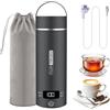 Bindokun Bollitore elettrico da viaggio piccolo, 500 ml, piccolo bollitore da viaggio, ad alta velocità, mini bollitore portatile in acciaio inox 316, chiusura automatica, per tè, caffè, latte per bambini