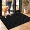 Biscpro Zerbini per Ingresso Interno,60x90cm Tappetino Antiscivolo Lavabile in Lavatrice,Zerbino d'Ingresso Polipropilene Assorbenti per Interno,Ingresso,Esterno,Corridoio,Balcone-Nero