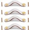 Yuaaoh Maniglie in Pelle per Mobili 4 Pezzi - Pomelli per Cassetti, Armadio, Cucina, Armadietto del Bagno, Comodino, Comò - 16.8cm Bianco Crema