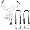 BDSMAGE Morsetti per labbra, cinghia divaricatrice + catena di morsetti per capezzoli con morsetti per clitoride, set di giocattoli sessuali BDSM regolabili, clip vaginale per stimolazione del seno