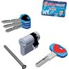 SECUREMME Mezzo cilindro sagomato evo k1 3100-m securemme cromo satinato chiavi 3 mm 40 30+10 Securemme