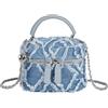 MEGAUK Piccola borsa a tracolla da donna, in denim, elegante, pochette da sera con cinturino a catena staccabile, per matrimoni, balli, cocktail party, 07819 Blu, One Size