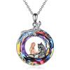 YAFEINI Collana con Cavallo Ciondolo per Ragazze Collana in Argento Sterling 925 Regalo di Gioielli per Donne Amiche (Cavallo nero con collana di cristalli)