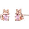 LONAGO Orecchini Volpe 925 Sterline D'argento Carino La volpe Tiene il Cuore Orecchini a Lobo Gioielli per le Donne (Ottobre)