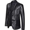 GL SUIT Giacca in pelle da uomo Primavera e Autunno Inverno Blazer bavero PU Tuta in ecopelle Cappotti Giacca da moto Bottone Giacca stile motociclista casual intelligente,Nero,S