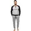 Baci e Abbracci Pigiama Uomo Invernale Lungo in 100% Caldo Cotone Interlock Completo Notte 2 Pezzi con Polsini Elastici per Casa e Relax