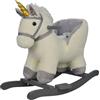 Mondial Toys Cavallo a Dondolo Unicorno per Bambini da 18 a 36 Mesi Cavalcabile in Legno e Peluche con Suoni e Cintura di Sicurezza