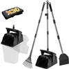 Voicinlili Set Paletta Cane con Rastrello, Paletta e 20 Sacchetti - Kit Raccogli Feci per Cani con Manico Lungo, Accessori Igienici per Giardino ed Esterni