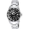 Invicta Pro Diver - Orologio da Uomo in Acciaio Inossidabile con Movimento al Quarzo, Argento/Nero - 37 mm