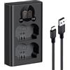 K&F CONCEPT NP-W235 Caricabatterie con Doppio Slot e Schermo LCD, Caricatore Micro USB e Type-C per Fujifilm X-T5, X-T4, GFX 100S, X-H2S, GFX 50S II, VG-XT4