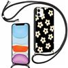 Foonary Cover con Cordino per iPhone 11 6,1, Custodia con Laccio Collana Tracolla Aesthetic Disegni Antiurto Morbido TPU Necklace Regolabile Protettiva Corda Case per iPhone 11, Fiore 2
