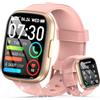 Cillso Smartwatch Uomo Donna Chiamate Bluetooth, Orologio Smart Watch con Display LCD 1.95, Contapassi/Sonno/Cardiofrequenzimetro, Impermeabil IP68 112 Sportive, Fitness Tracker per Android iOS Oro Rosa