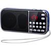 PRUNUS J-189 Mini Radio Portatile FM, Bluetooth, Digitale, Supporto TF Card/USB/AUX, Torcia di Emergenza (Azzurro)