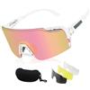 ToopMount Occhiali da Ciclismo Polarizzati, Occhiali da Sole Sportivi UV400 con 4 Lenti per Uomini Donne Baseball Pesca TR90 (Cornici Trasparenti - 4 Pezzi)