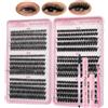 FANDIQ Kit Ciglia a Ciuffi con Colla per Ciglia e Solvente 40D+50D+60D+80D+100D+120D Volume Soffice 560pcs Kit Ciglia Individuali 8-16mm Kit Estensioni Ciglia Fai Da Te D Curl Strip Ciglia a Ciuffi