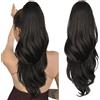 AOWVUTS Coda Cavallo Extension con Coulisse 65cm Lunga Ondulati Ricci Mossi Coda di Cavallo Sintetici Finta Capelli Posticci Extension Capelli per Donne Uso Quotidian (Nero)