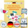 PaPIerDraCHeN 100 tatuaggi metallici da attaccare - tatuaggi per bambini rispettosi della pelle Summerjam - disegni fantastici - come regalo di compleanno o idea regalo - vegan - testato TÜV.