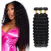 AiPliantfis Deep Wave Human Hair Bundles Extension Capelli ricci Extensions Capelli Umani Natural BlackDouble Weft 50g 150g Total Unprocessed Virgin Remy Hair for Women 30 32 34 Inches