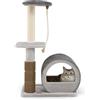 COSTWAY Albero per Gatti a 3 Livelli, Albero Tiragraffi per Gatti Moderno con Piattaforma Superiore, Piattaforma di Salto, Palo di Sisal, Corda (Grigio)
