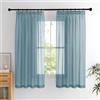 PONY DANCE Tende Corte per Salotto Moderne 2 Pezzi L 140 x A 160 cm Tende Blu per Cucina con Fettuccia Voile Curtains Trasparenti per Interni Filtraggio Luce Morbida